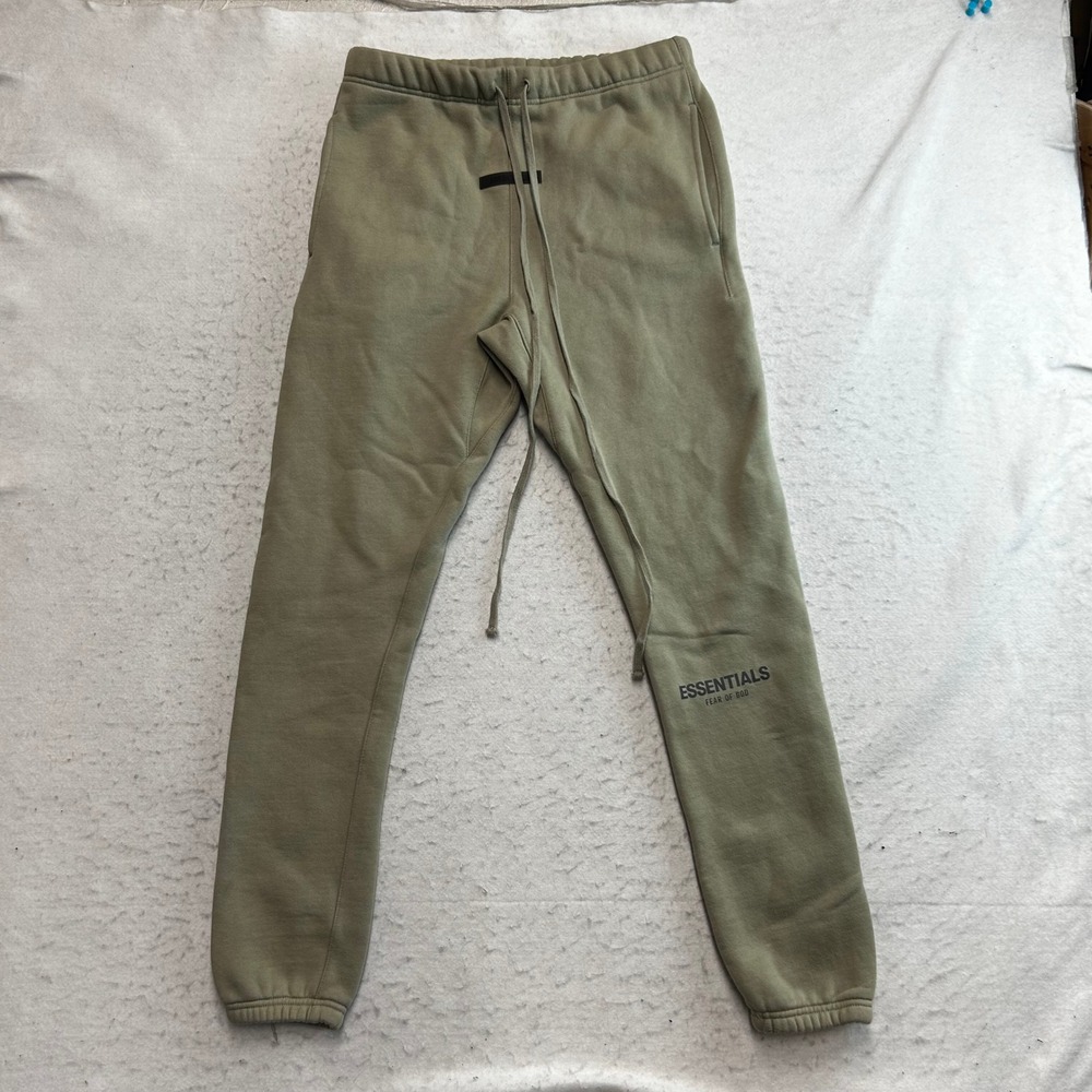 Fear of God Essentials Sweatpants Mens Size S Sage Green Fleece Logo Joggers